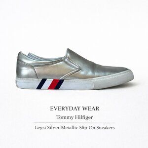 Tommy Hilfiger Leysi Silver Metallic Slip-On Sneakers Women’s 7